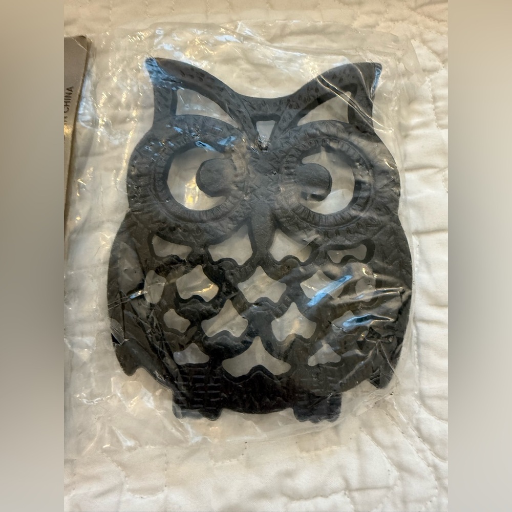 Vintage Iron Black Owl Trivet